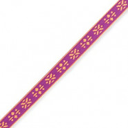 Schmuckband mit Tekst "Flowers" Neon purple-orange